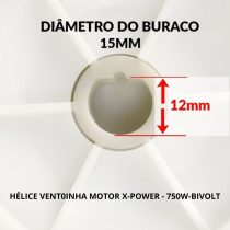 Hélice Ventoinha motor X-POWER 750W -102mm - Imagem 5