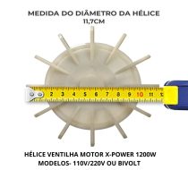 Hélice Ventoinha motor X-POWER 1200W -117mm - Imagem 2