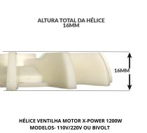Hélice Ventoinha motor X-POWER 1200W -117mm - Imagem 3